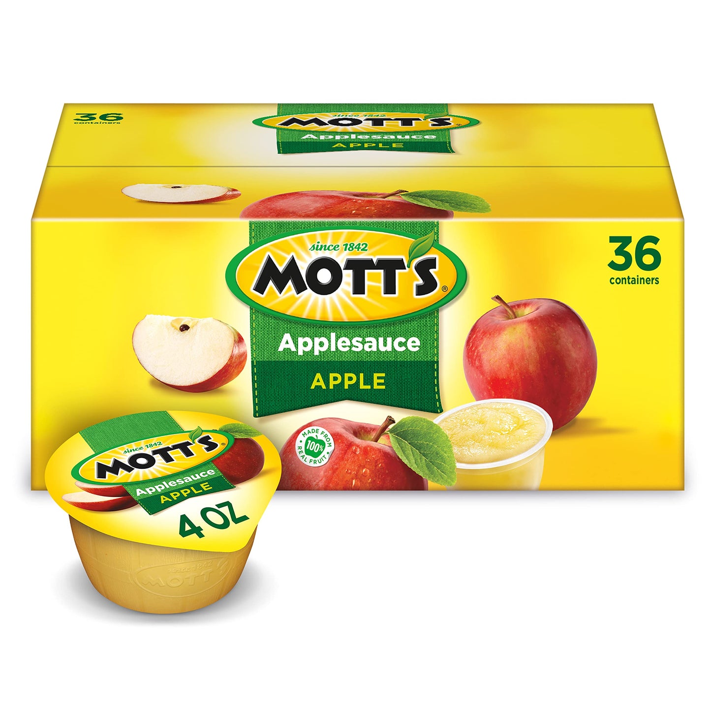 Mott&amp;#39;s Applesauce, 4 Oz Cups, 36 Count, No Artificial Flavors, Good Source of Vitamin C, Nutritious Option for The Whole Family