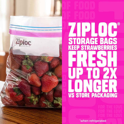 Ziploc Quart Food Storage Bags, Grip 'n Seal Technology for Easier Grip, Open, and Close, 100 Count
