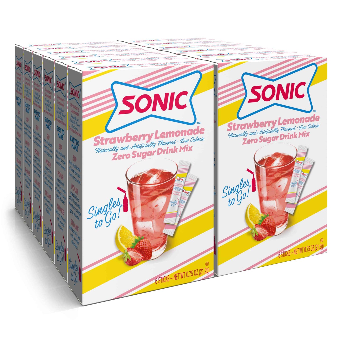 Sonic Singles To Go Powdered Drink Mix, 6 Sticks Per Box, 12 Boxes (72 Sticks Total)