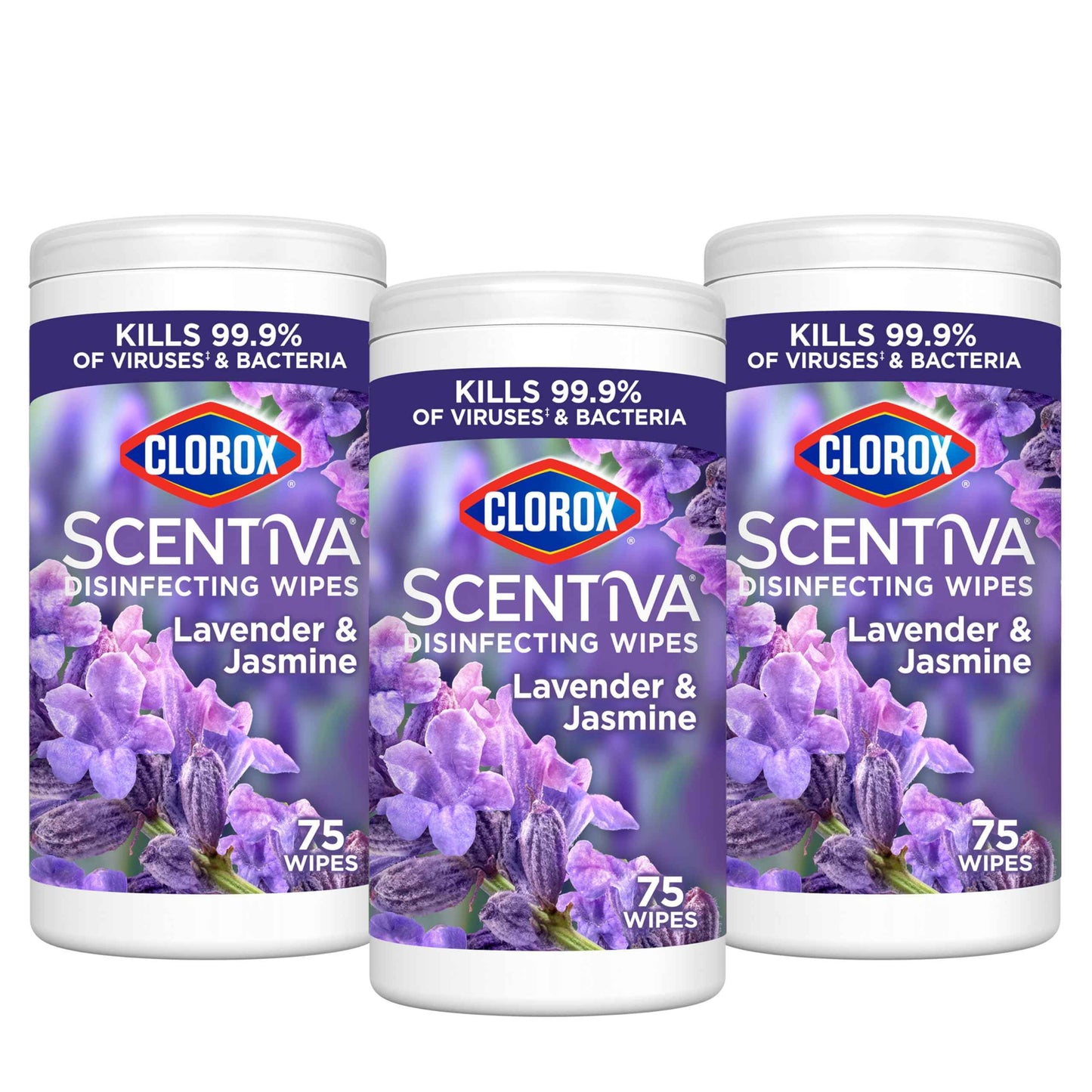 Clorox Scentiva Disinfecting Wipes, Lavender and Jasmine, Antibacterial, 75 Count