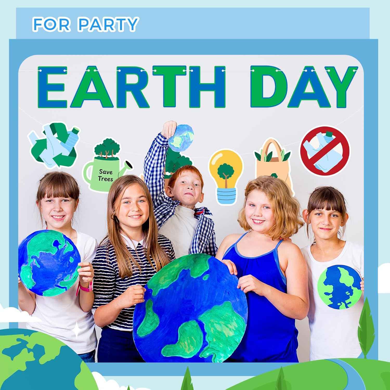 Epakh Earth Day Decorations Happy Earth Day Banner Garland Kit for School Classroom & Home Environmental Events Favors for Travel Theme Environmental Party