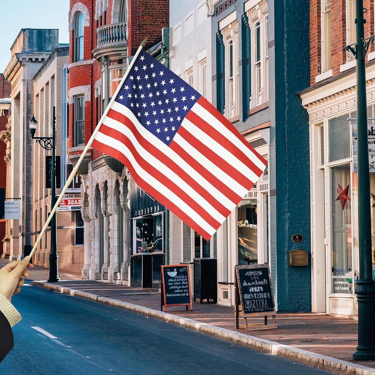 12x18_Inch_American_Flags_on_Stick_-_Patriotic_American_Flags_for_Outside,_USA_Stick_Flag_Perfect_for_Independence_Day,_Memorial_Day,_4th_of_July_Decorations_(12)