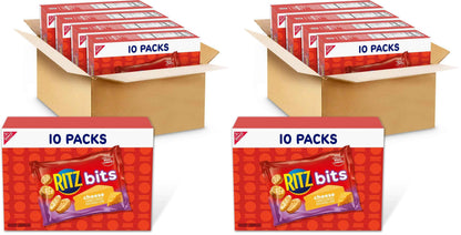 RITZ Bits Cheese Sandwich Crackers, Bulk Lunch Snacks, 40 Snack Packs (4 Boxes)