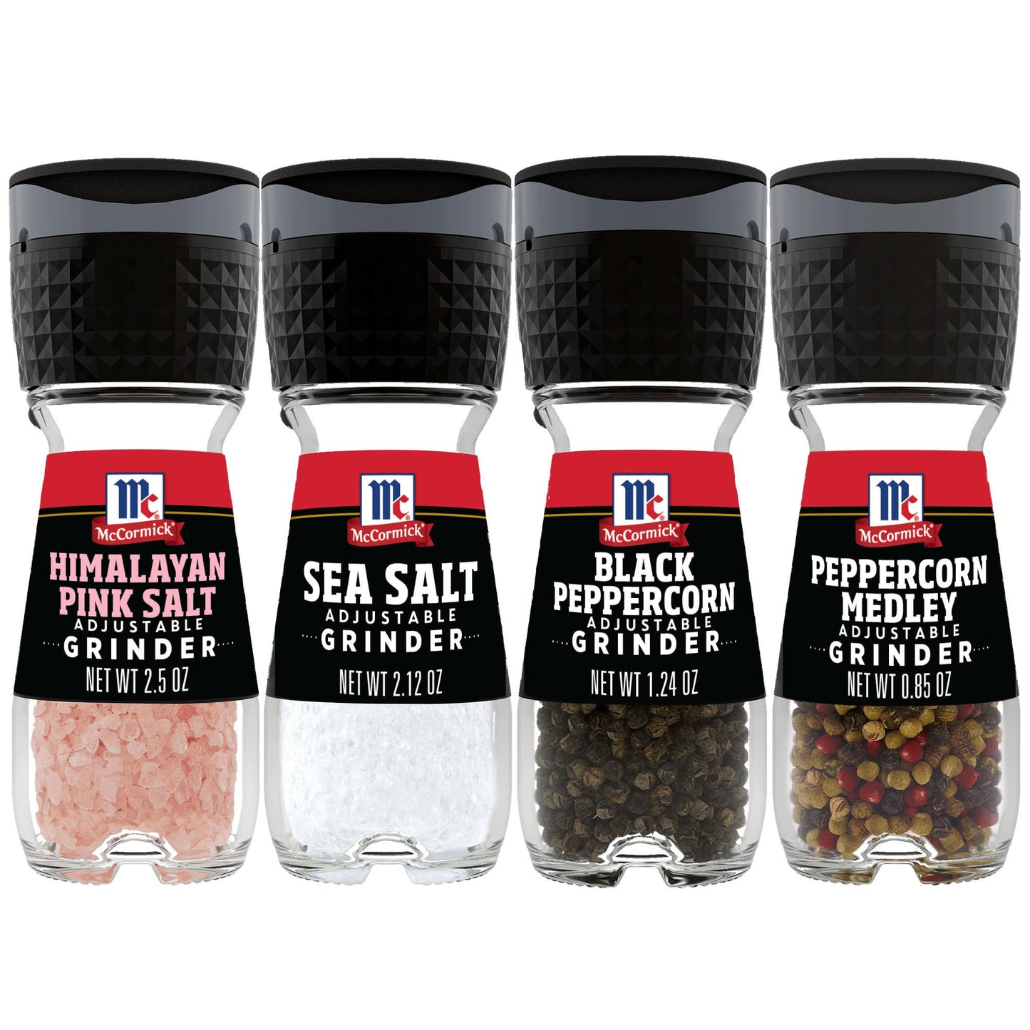 McCormick Salt &amp;amp; Pepper Grinder Variety Pack, Himalayan Pink Salt, Sea Salt, Black Peppercorn, and Peppercorn Medley, 6.47 oz