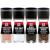 McCormick Salt & Pepper Grinder Variety Pack, Himalayan Pink Salt, Sea Salt, Black Peppercorn & Peppercorn Medley, 6.47 oz