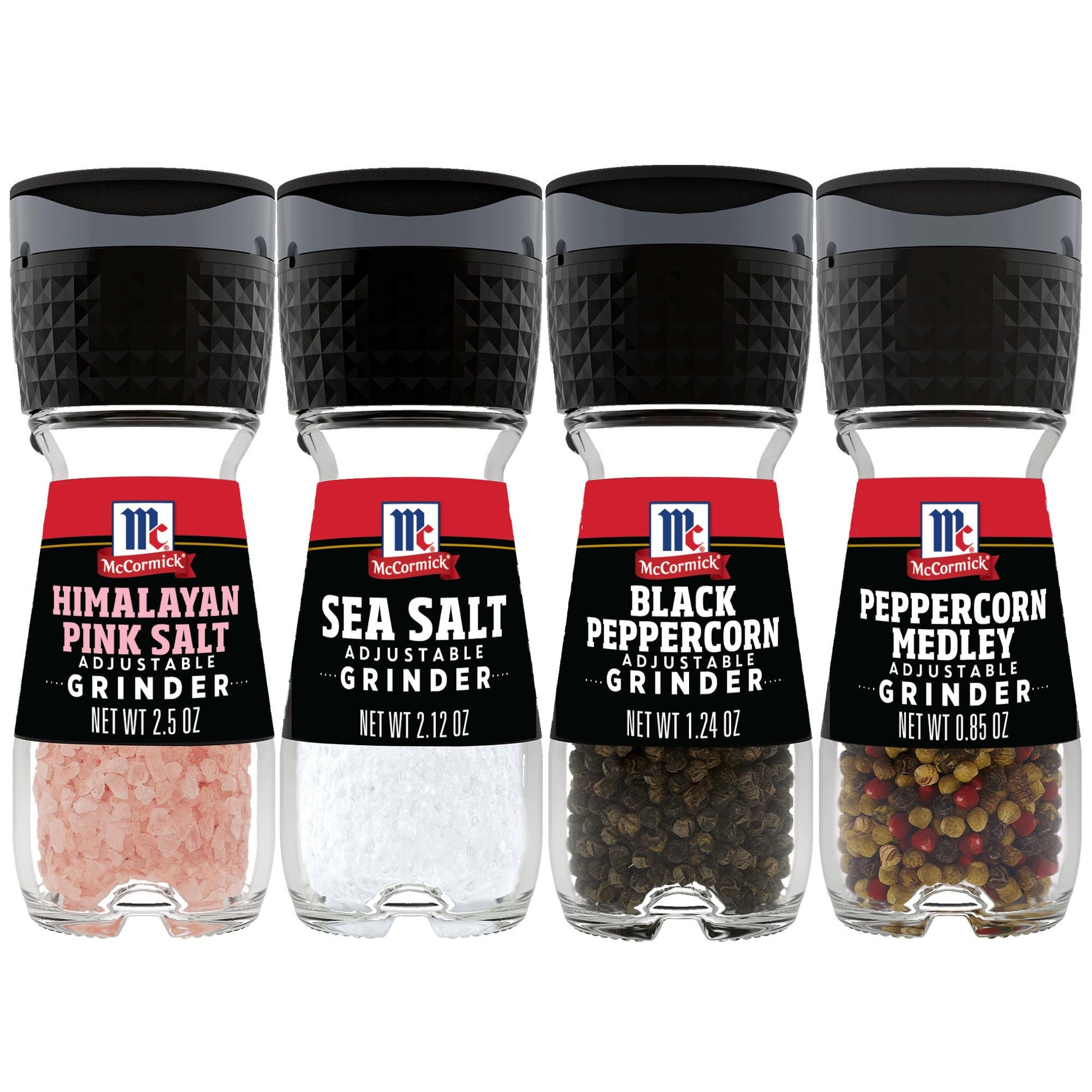 McCormick Salt &amp;amp; Pepper Grinder Variety Pack, Himalayan Pink Salt, Sea Salt, Black Peppercorn, and Peppercorn Medley, 6.47 oz