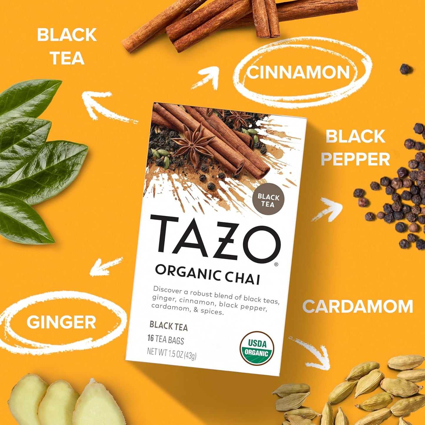 TAZO_Organic_Chai_Black_Tea_Bags,_Blend_of_Black_Teas,_Ginger,_Cinnamon,_Black_Pepper_&_Cardamom,_96_Total_Tea_Bags_(16ct_-_Pack_of_6)