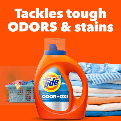 Tide Ultra Odor Defense Plus Oxi Liquid Laundry Detergent, Advanced Odor and Stain Fighting Laundry Detergent Liquid