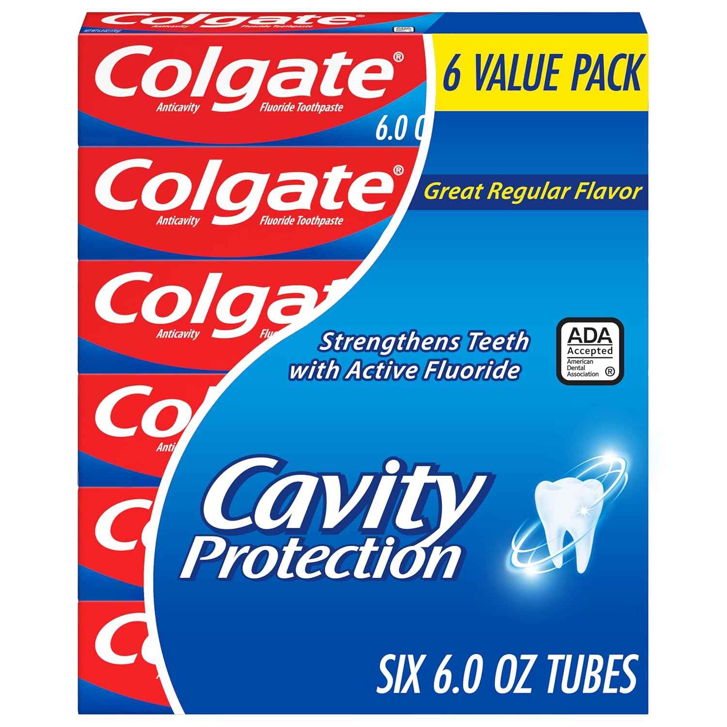 Colgate Cavity Protection Toothpaste with Fluoride, Minty Great Regular Flavor, Anti Cavity Toothpaste