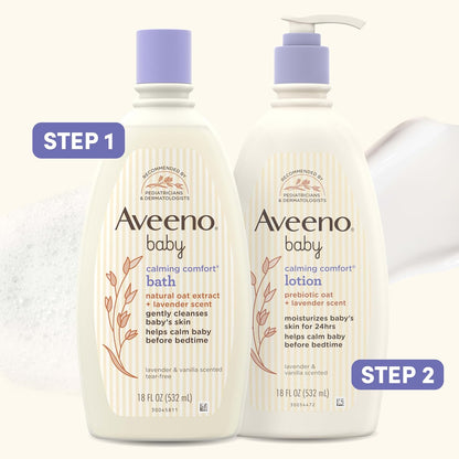 Aveeno_Baby_Calming_Comfort_Moisturizing_Body_Lotion_with_Relaxing_Lavender_&_Vanilla_Scents,_Non-Greasy_Baby_Lotion,_Nourishing_Prebiotic_Oatmeal,_Paraben-_&_Phthalate-Free,_18_fl._oz