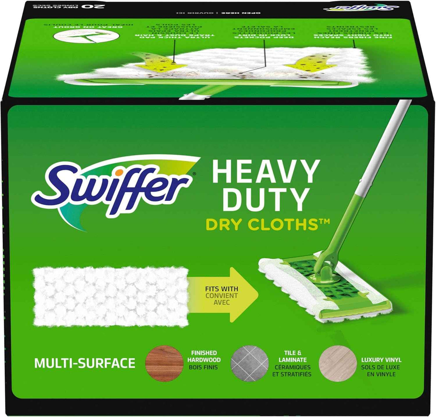 Swiffer Sweeper Heavy Duty Dry Multi-Surface Cloth Refills for Floor Sweeping and Cleaning