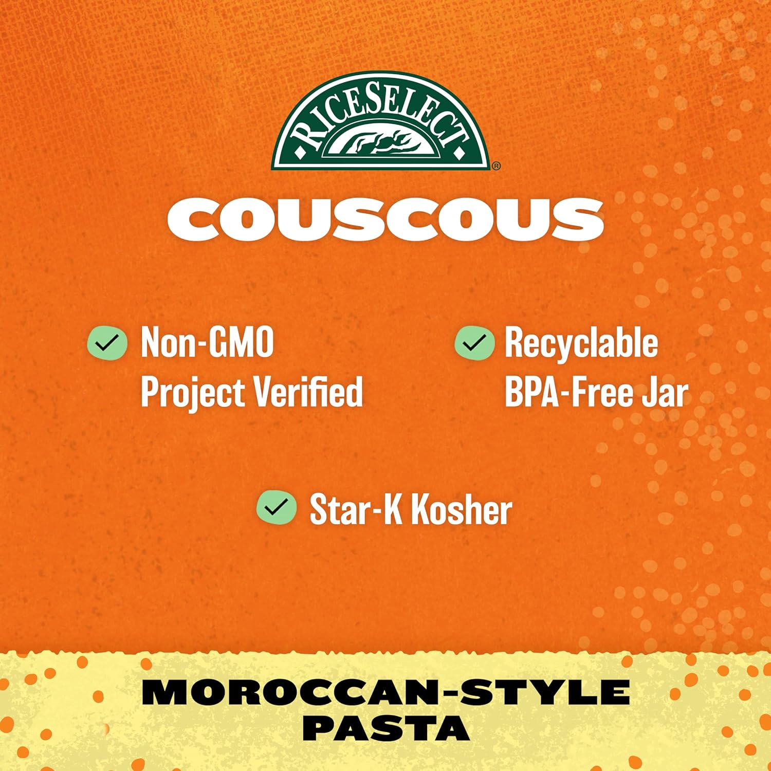RiceSelect_Couscous,_Moroccan-Style_Wheat_Couscous_Pasta,_Non-GMO,_26.5-Ounce_Jar,_(Pack_of_1)