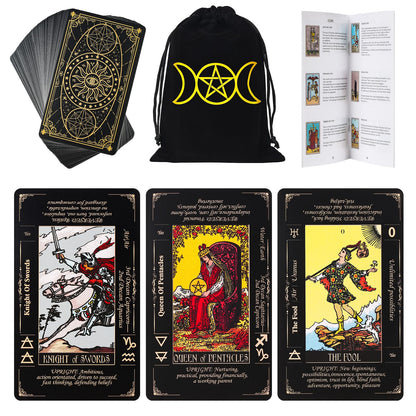 Fofeadm Tarot Cards with Guide Book &amp;amp; Linen Carry Bag, 78 Classic Original Tarot Cards Deck Fortune Telling Game with Meanings on Them for Beginners to Expert
