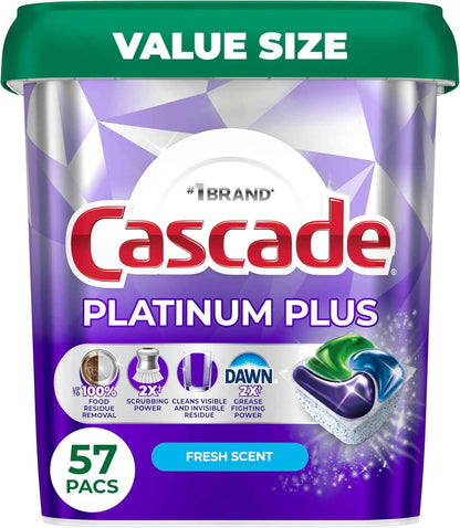 Cascade Platinum Plus Dishwasher Pods, Dishwasher Detergent, Dish Detergent Soap, Fresh