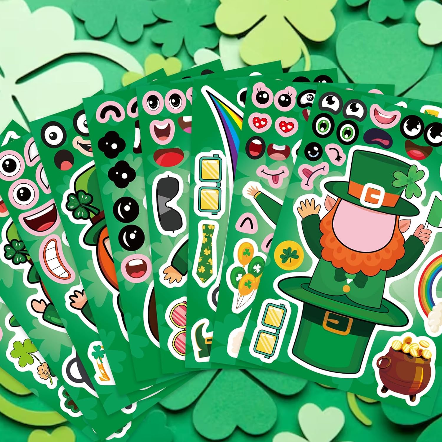 27_Sheets_St._Patrick's_Day_Stickers_for_Kids_Toddlers_Make_a_Face_Stickers_Saint_Patrick_Irish_Stickers_Make_Your_Own_Stickers_St_Patricks_Day_Craft_Party_Favor_Decorations