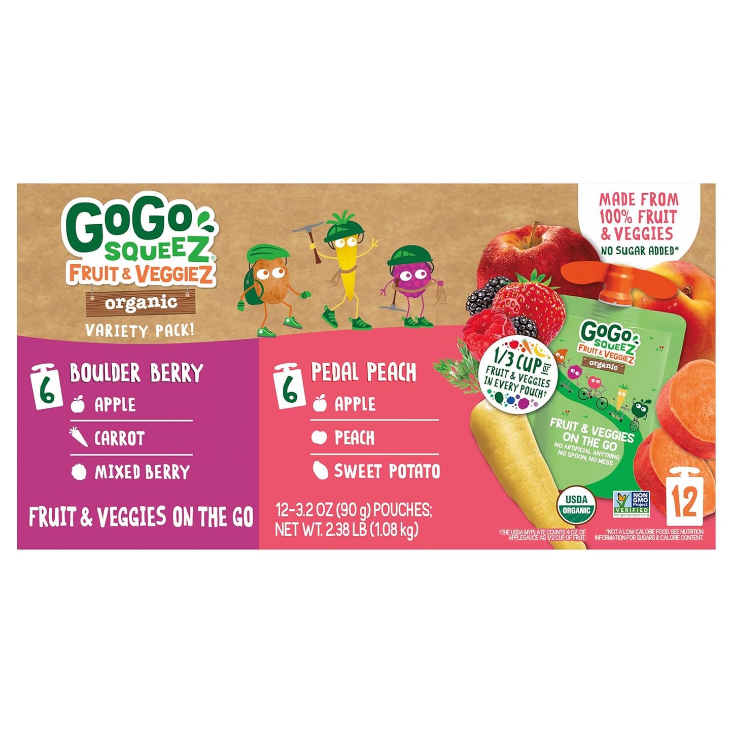 GoGo_squeeZ_Organic_Fruit_&_veggieZ_Applesauce_and_Puree_Variety_Pack,_Pedal_Peach_and_Boulder_Berry,_3.2_oz_(Pack_of_12),_Unsweetened_Snacks_for_Kids,_BPA_Free_Pouches