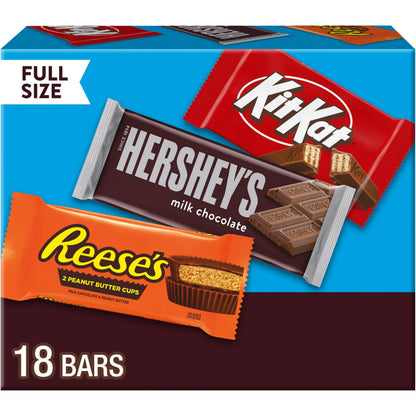 HERSHEY&amp;#39;S, KIT KAT and REESE&amp;#39;S Assorted Milk Chocolate Candy Variety Box, 27.3 oz (18 Count)