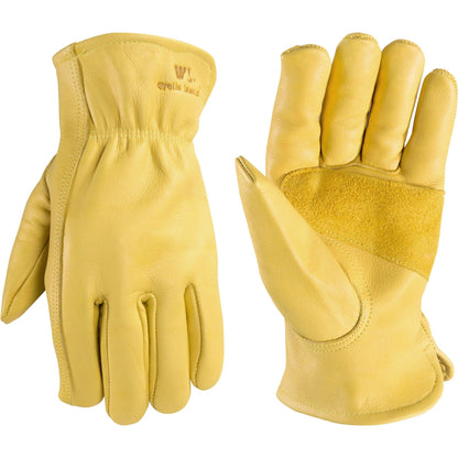 Wells Lamont Leather Work Gloves for Men – Grain Cowhide, Reinforced Palm – Ideal for Construction, Farming, Ranching – Ergonomic Fit, Keystone Thumb, Elasticized Wrist – Saddletan, X-Large (1129XL)