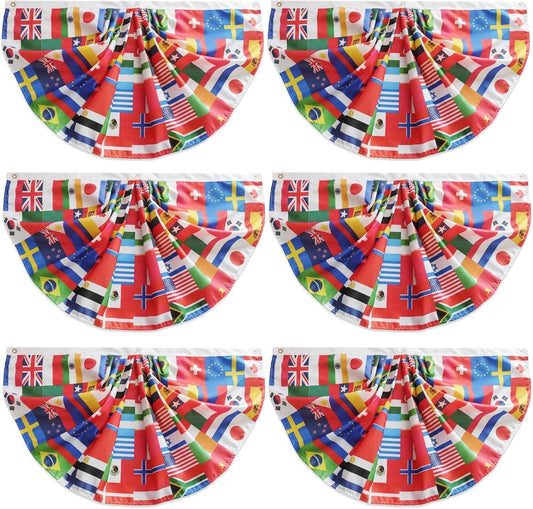 6Pcs World Cup Flags Banner 2026 International Worlds Flag Decorations Nations Pleated Fan Bunting Backdrop Soccer World Cup Merchandise for Party Soccer Sports Club Events Grand Opening Decor 1.5x3ft