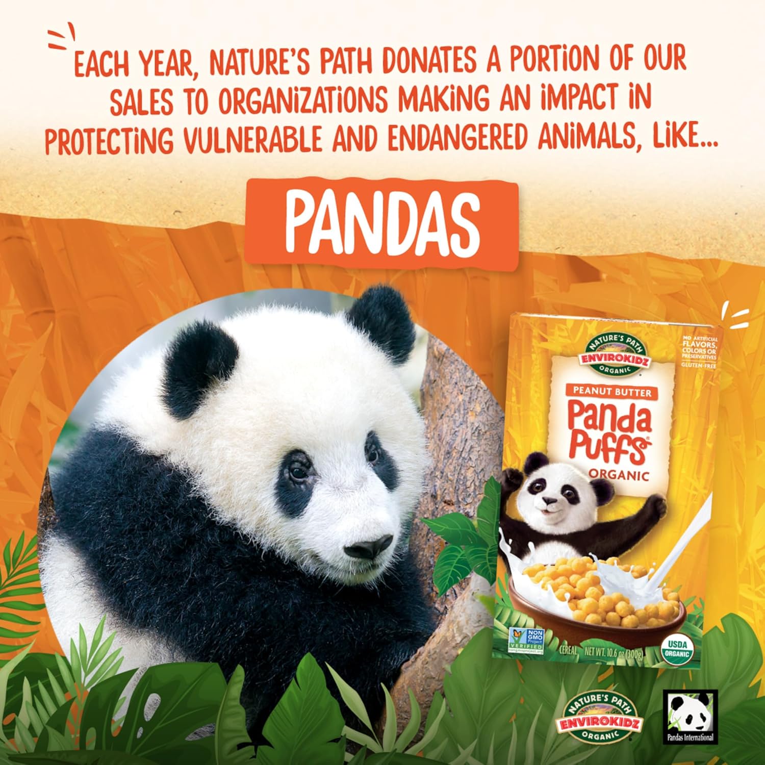 EnviroKidz_Organic_Panda_Puffs_Cereal,_10.6_oz_(Pack_of_1),_Peanut_Butter,_Gluten_Free,_Non-GMO,_by_Nature's_Path