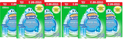 Scrubbing Bubbles Fresh Gel Toilet Bowl Cleaning Stamps Refills, Helps Keep Toilet Clean and Helps Prevent Limescale & Rings, Rainshower Scent