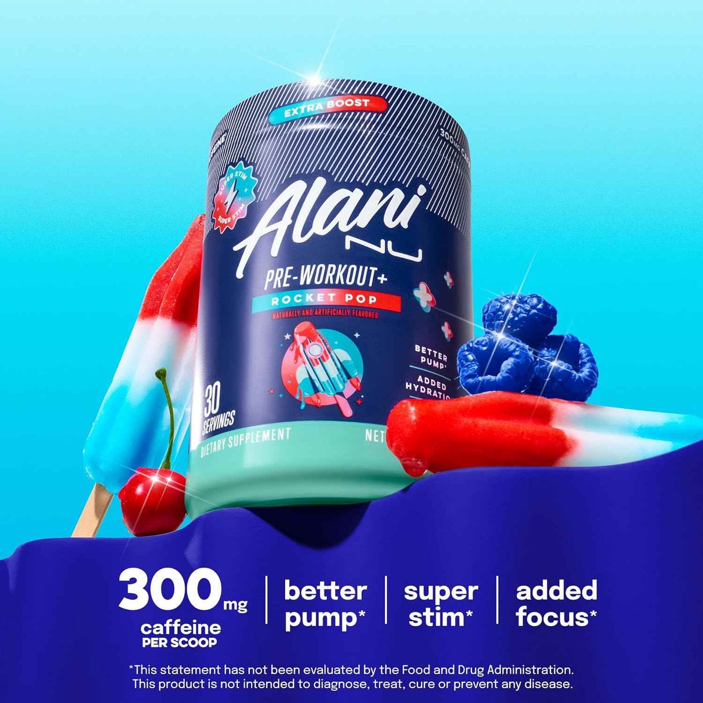 Alani Nu Pre Workout+ Powder, Extra Boost, Sugar Free, 300mg Caffeine, L-Theanine, Beta-Alanine, Citrulline, 30 Servings