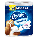 Charmin Ultra Soft Toilet Paper 6 Mega Rolls equal 24 Regular Rolls Pack Sheets Unscented Wipes Scented