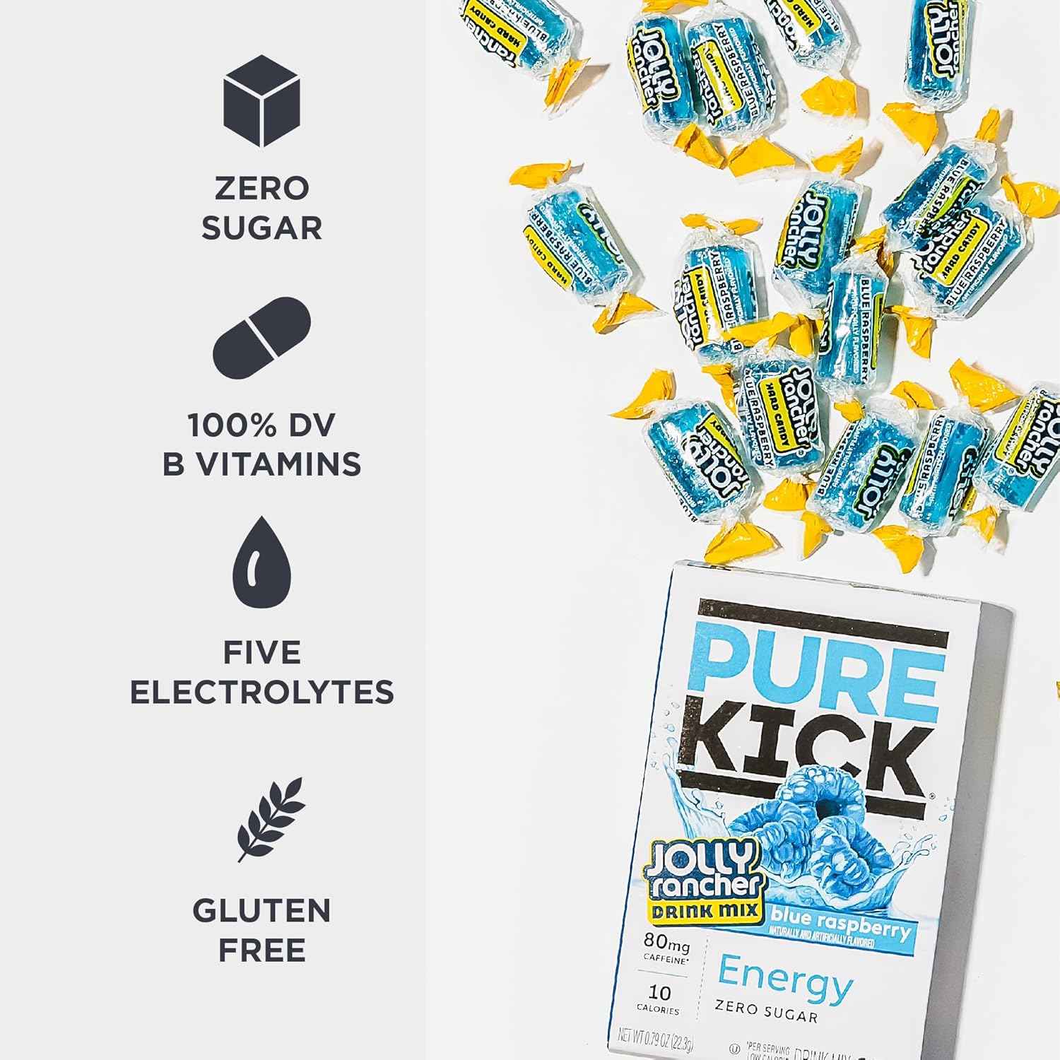 PURE KICK Energy Singles To Go Drink Mix, Includes 12 Boxes with 6 Packets in each Box, 72 Total Packets