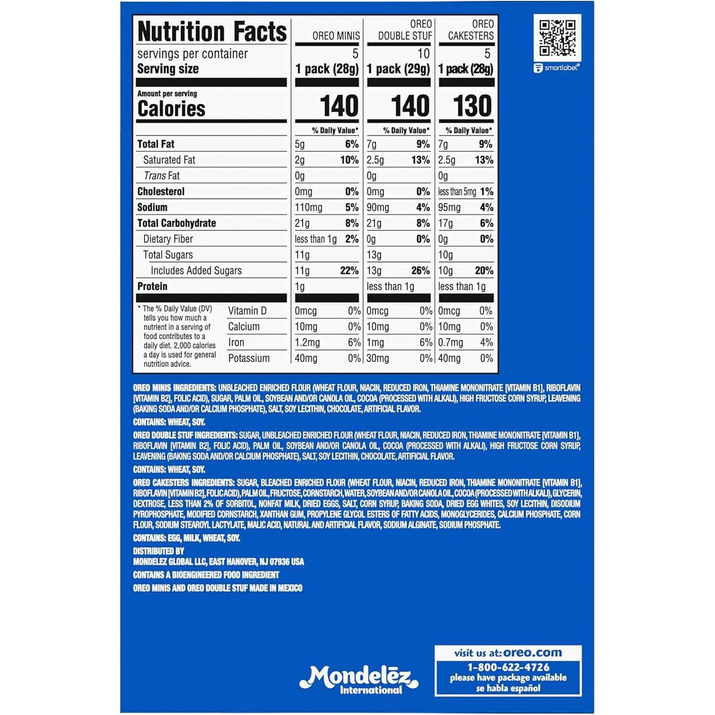 OREO Lovers Variety Pack, OREO Minis and Double Stuf Chocolate Sandwich Cookies, OREO Cakesters Soft Snack Cakes, 20 Snack Packs
