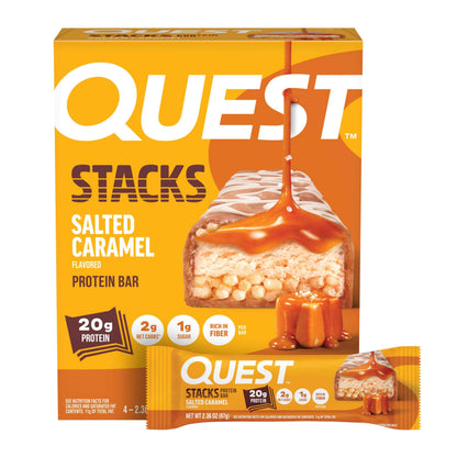 Quest Nutrition Stacks Protein Bars, 20g Protein, 2g Net Carbs, 1g Sugar, High Fiber, Low Sugar, Gluten Free, 12 Count