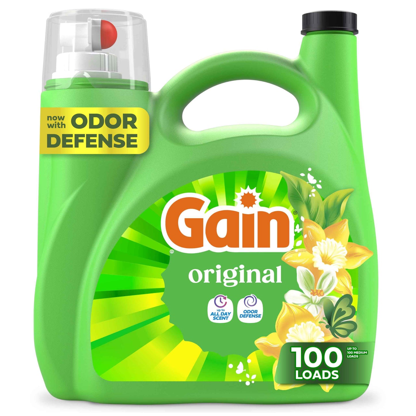 Gain Liquid Laundry Detergent, Freshness, Odor Defense, High Efficiency Washing Machine Liquid Laundry Soap, Original Scent, 132 fl oz, 100 Loads (Packaging May Vary)