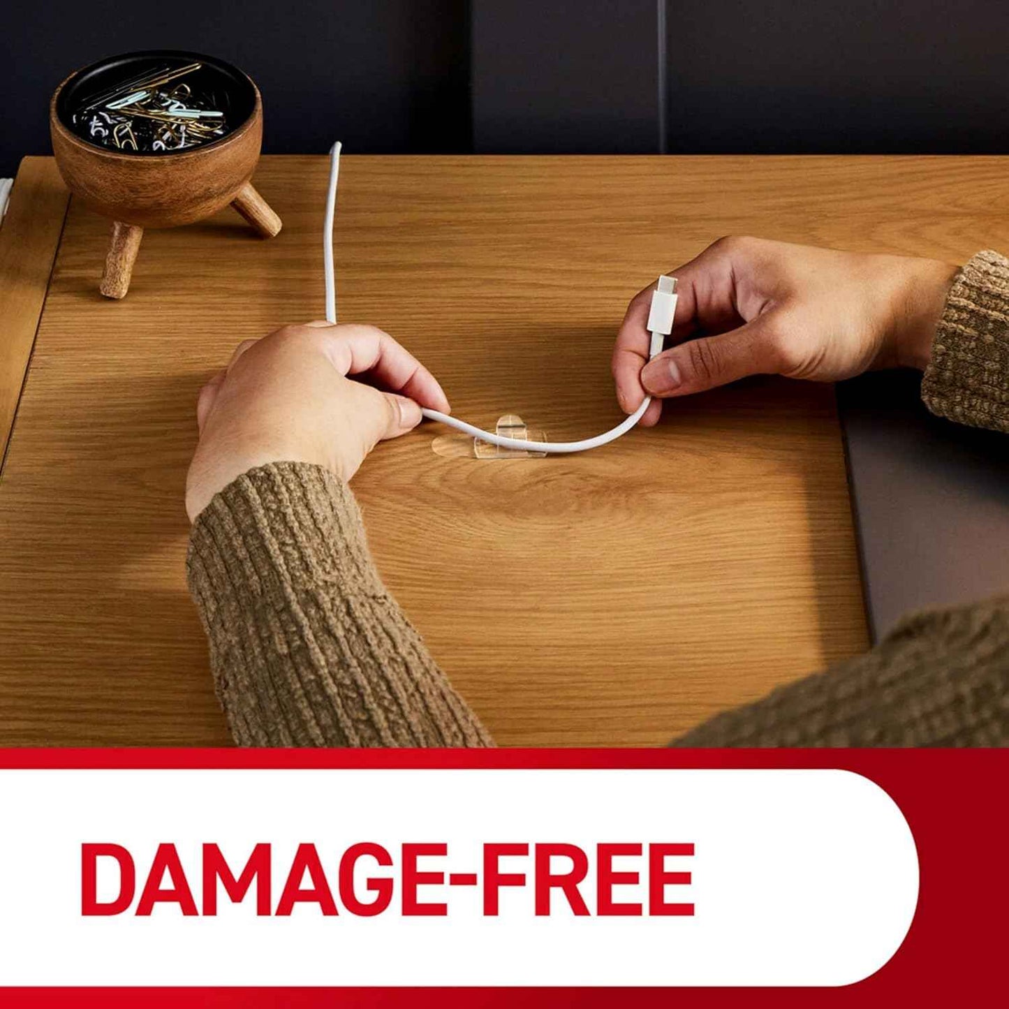 Command Round Cord Clips, Damage-Free Hanging Cable Clips, No Tools Wall Clips for Hanging Electrical Cables of Christmas Decorations