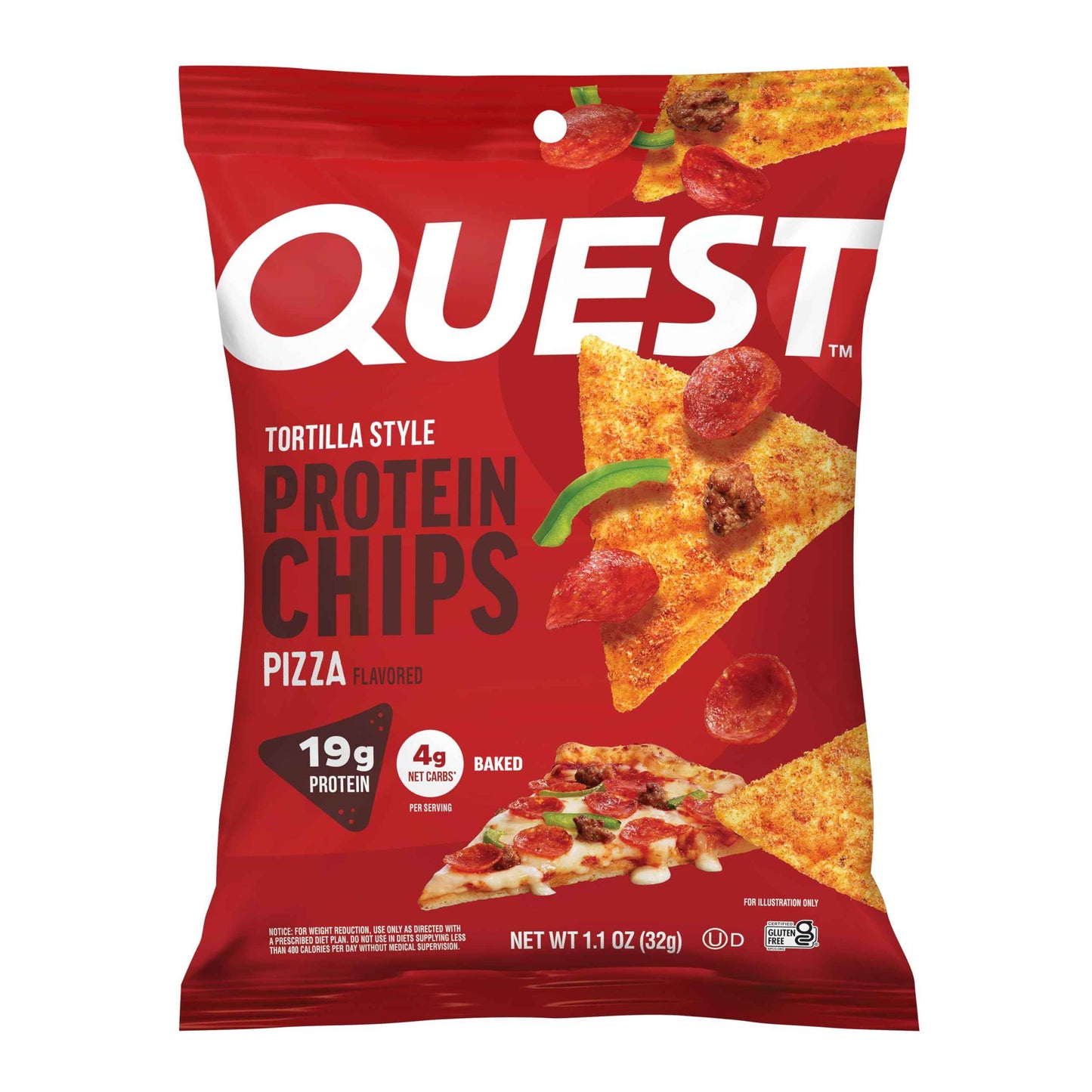 Quest Nutrition Tortilla Style Protein Chips, 20g Protein, 3g Net Carbs, Low Carb, Gluten Free, 1.1 oz