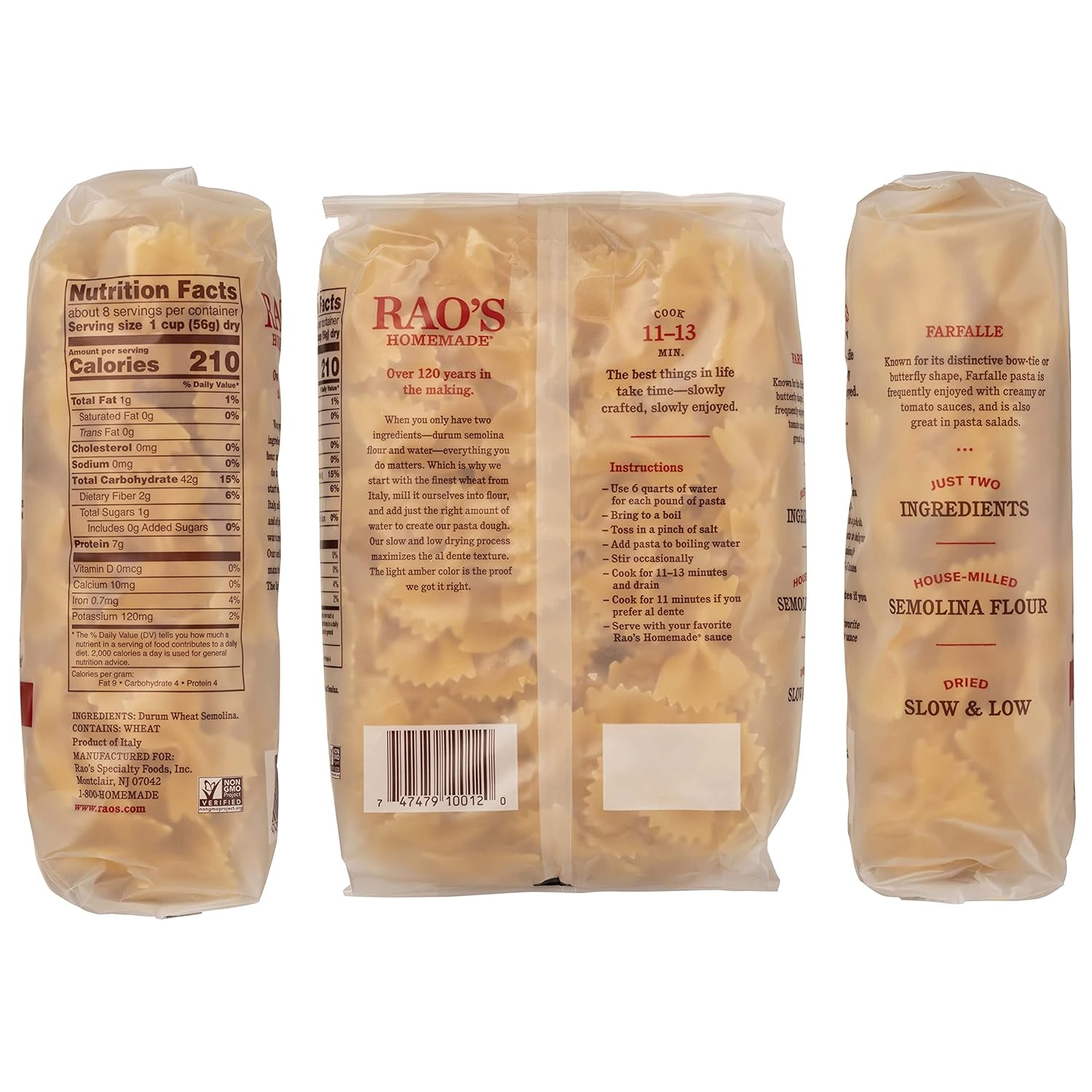 Rao's_Homemade_Farfalle_Pasta,_16oz,_Traditionally_Crafted,_Premium_Quality,_From_Durum_Semolina_Flour,_Traditional_Bronze_Die_Cut,_Imported_from_Italy