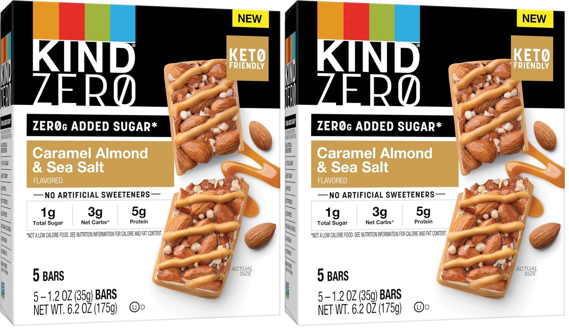 Kind Zero Added Sugar Healthy Snacks Bars, Dark Chocolate Nuts & Sea Salt, Gluten Free, High Fiber, Keto Snacks