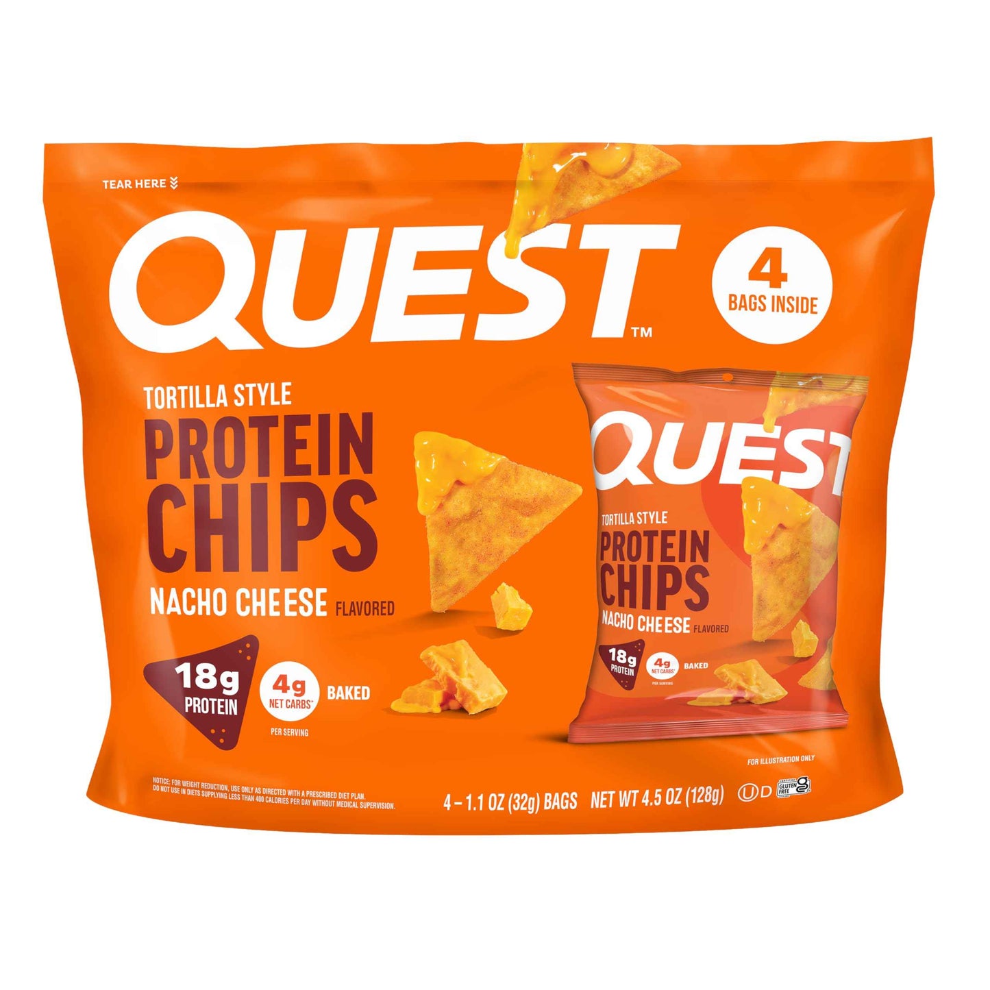 Quest Nutrition Tortilla Style Protein Chips, 20g Protein, 3g Net Carbs, Low Carb, Gluten Free, 1.1 oz