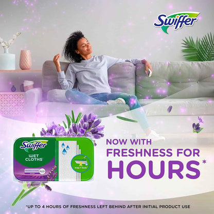 Swiffer Sweeper Wet Mopping Cloth Multi Surface Refills, Mops for Floor Cleaning, Febreze Lavender Scent