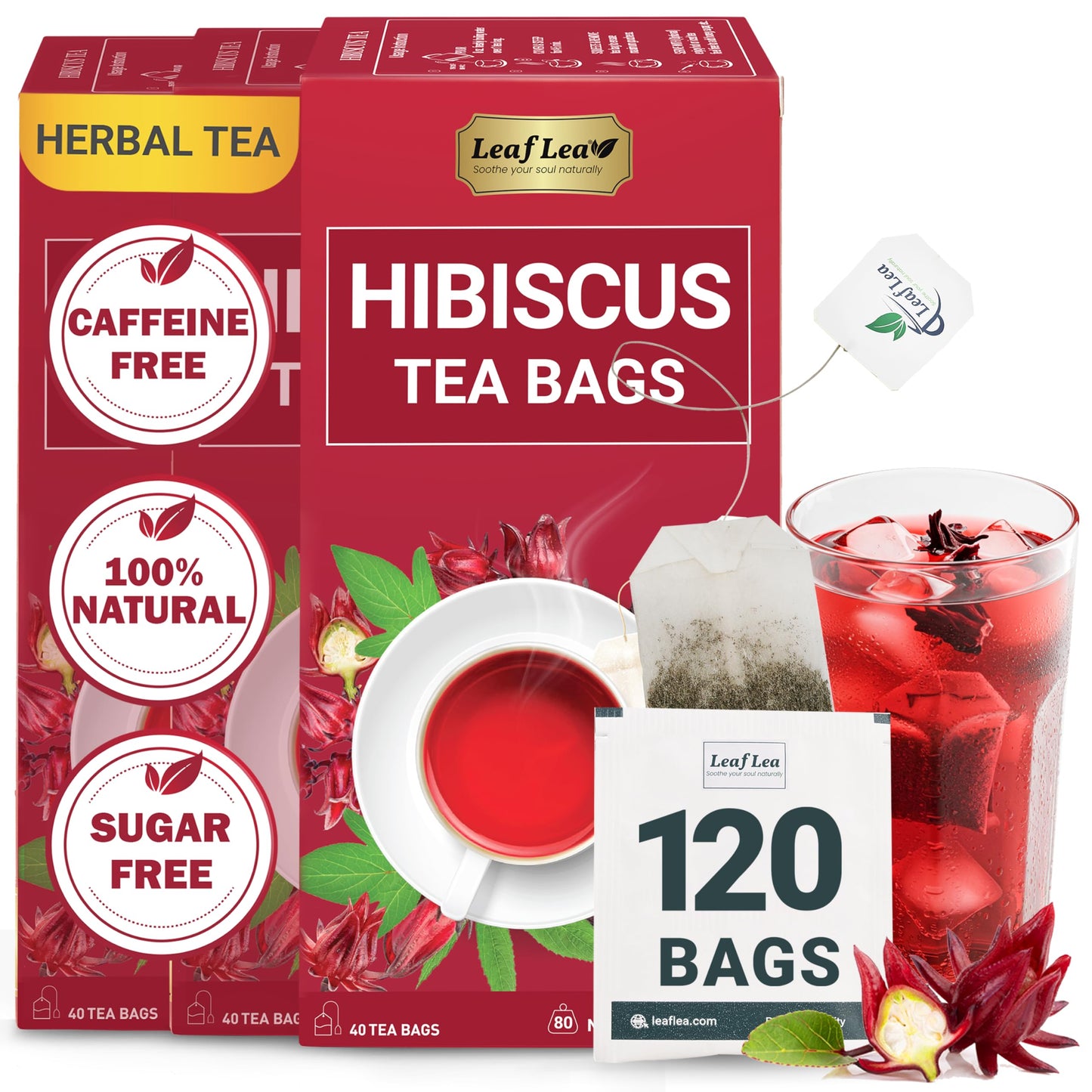 Hibiscus Tea - 120 Tea Bags (Pack of 3)
