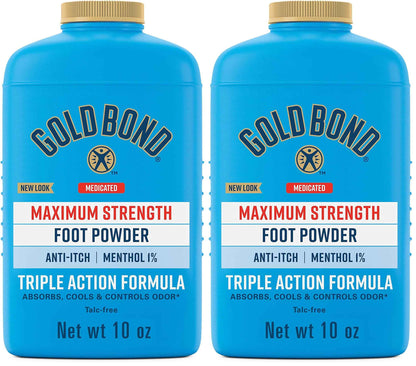 Gold Bond Medicated Talc-Free Foot Powder , Maximum Strength Odor Control & Itch Relief