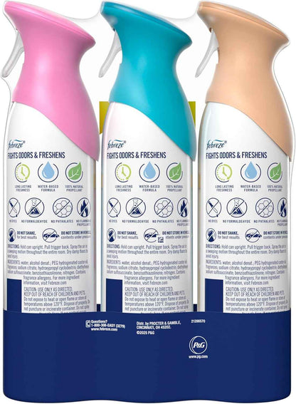 Febreze Air Mist, Air Freshener, Odor Fighting Room Spray, Deodorizer for Home Bathroom Kitchen Office Apartment, Soothe & Restore, Refresh & Energize, Romance & Desire Variety Pack