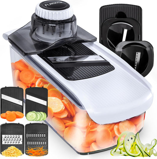 Fullstar_Mandoline_Slicer_for_Kitchen,_Fruit_Cutter,_Cheese_Grater,_Cucumber_Slicer,_Veggie_Spiralizer,_Food_Cutter_&_Kitchen_Gadgets_&_Gifts_with_Safety_Glove_(6_in_1,_White)