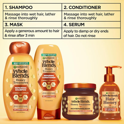 Garnier_Whole_Blends_Honey_Treasures_Repairing_Conditioner,_Hair_Repair_Formula_for_Dry,_Damaged_Hair_with_Acacia,_Manuka,_and_Lavender_Honeys,_26.6_Fl_Oz_(Packaging_May_Vary)
