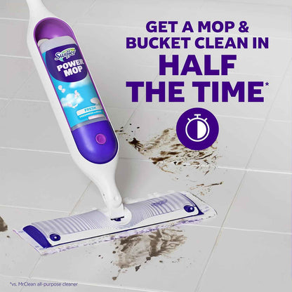 Swiffer PowerMop Multi-Surface Mop Kit for Floor Cleaning, Fresh Scent, Mopping Kit Includes PowerMop, 2 Mopping Pad Refills, 1 Floor Cleaning Solution with Fresh Scent and 2 Batteries