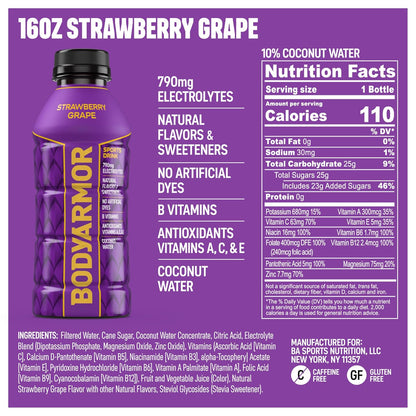 BODYARMOR_Sports_Drink,_Strawberry_Grape,_Electrolyte_Drink_Hydration,_16_Fl_Oz_Bottles_(12_Pack),_Flavored_Coconut_Water_with_B_Vitamins_&_Antioxidants