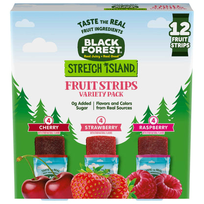 Black Forest, Stretch Island, Fruit Strips, Cherry, Apple, Raspberry, Grape, Strawberry, and Apricot, Zero Grams Added Sugar Non-GMO, 48 ct