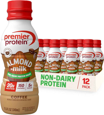 Premier Protein Non-Dairy Plant Based Almondmilk Protein Shake – 20g Protein, 5g Sugar, 11.5 Fl oz