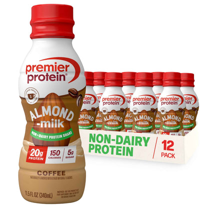 Premier Protein Non-Dairy Plant Based Almondmilk Protein Shake – 20g Protein, 5g Sugar, 11.5 Fl oz