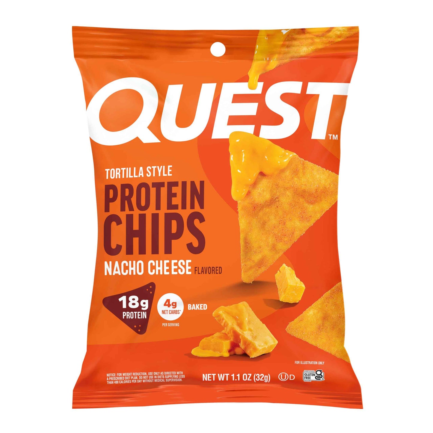 Quest Nutrition Tortilla Style Protein Chips, 20g Protein, 3g Net Carbs, Low Carb, Gluten Free, 1.1 oz