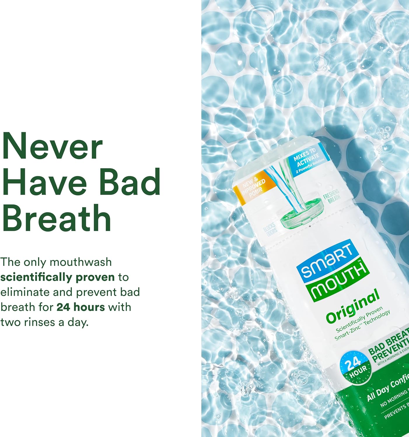SmartMouth_Original_Zinc_Activated_Mouthwash_&_Tongue_Cleaner_-_Instant_Fresh_Breath_Mouthwash_-_Eliminates_Bad_Odors_&_Bad_Breath_-_Sugar,_Gluten_&_Alcohol-Free_-_Fresh_Mint_-_16_fl_oz,_1_Count