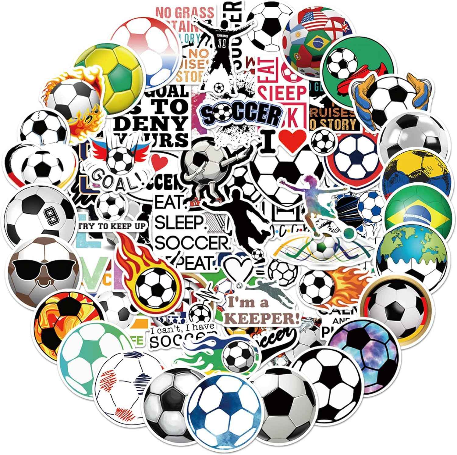 100PCS Soccer Stickers for Boys Girls Kids Teens, Vinyl Waterproof Soccer Stickers for Water Bottles, Laptops, Goodie Bag Stuffers, 2026 Soccer World Cup Party Favors